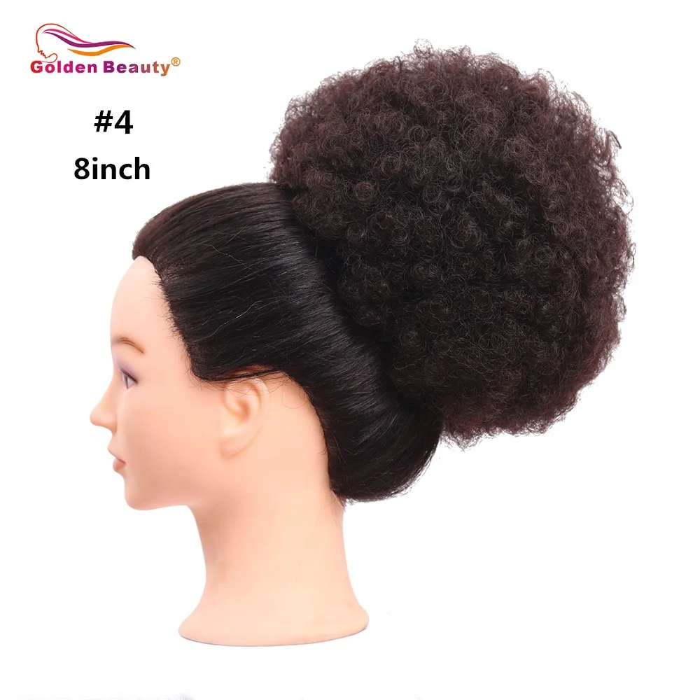 8 inch афро Puff вьющиеся синтетические волосы Chignon с двумя Пластик расчески Короткое свадебное поддельные пучок волос для Для женщин Updo