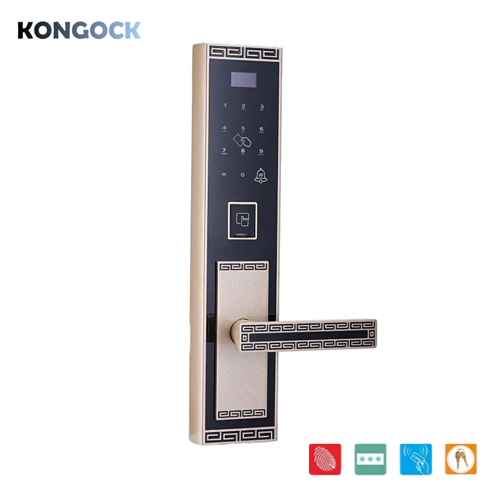 

Keyless electronic fingerprint and digital RFID Vintage smart door lock, multiple function combination unlock for home apartment