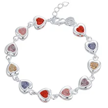 Endearing Honey Small Heart Bracelet With Multicolor 925 Sterling Silver Jewelry For Girlfriends Gifts Free Shipping koraba fine jewelry natural millettia dielsiana bracelet retro couple gifts free shipping