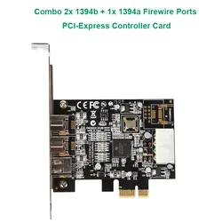 3 порта Combo 2x 1394B + 1x 1394A Firewire порты, PCI-Express контроллер карты TI XIO2213B чипсет низкий кронштейн