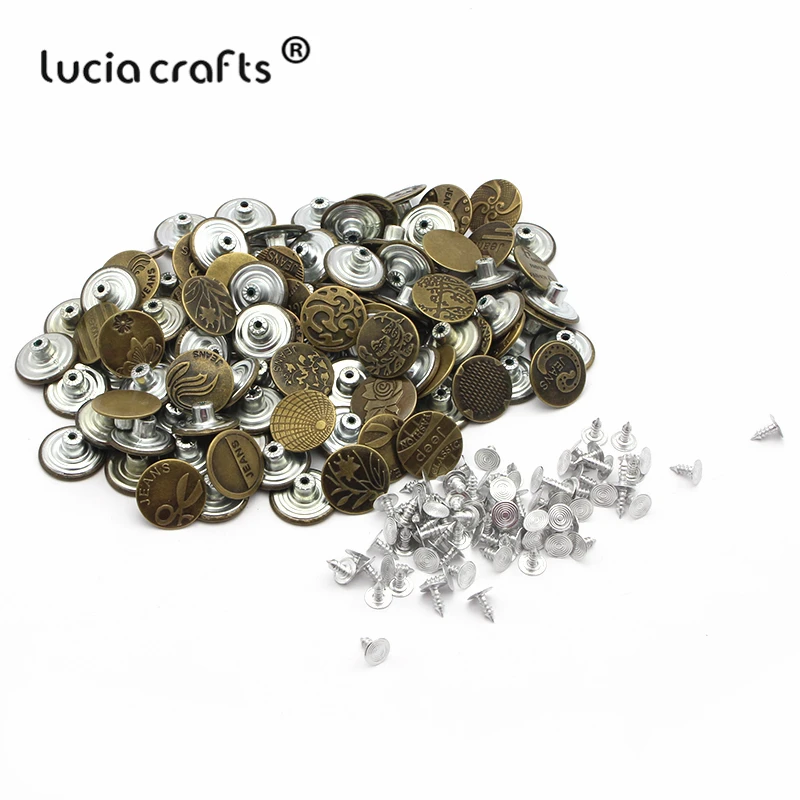 Lucia crafts 20 компл./лот металлические пуговицы смешанного стиля из металла для конических фрез для джинсов оригинального дизайна Fasterners DIY Швейные Одежда Аксессуары G1001