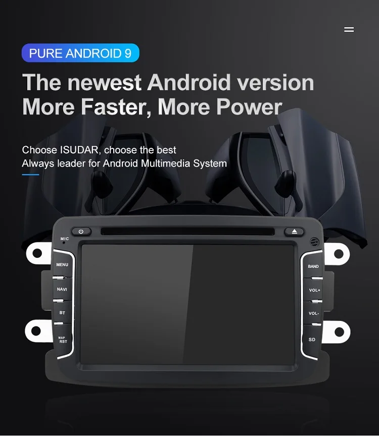 Top Isudar 1 Din Auto Radio Android 9 For Dacia/Sandero/Duster/Renault/Captur/Lada/Xray 2/Logan 2 Car Multimedia Player GPS DSP DVR 4