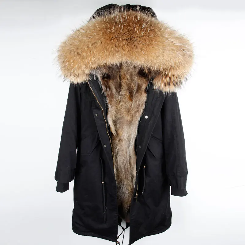 

2018 New Winter Women Fur Parka X-Long Jacket Large Raccoon Fur Hooded With Natural Real Fur liner Warm Casual Winter Coat