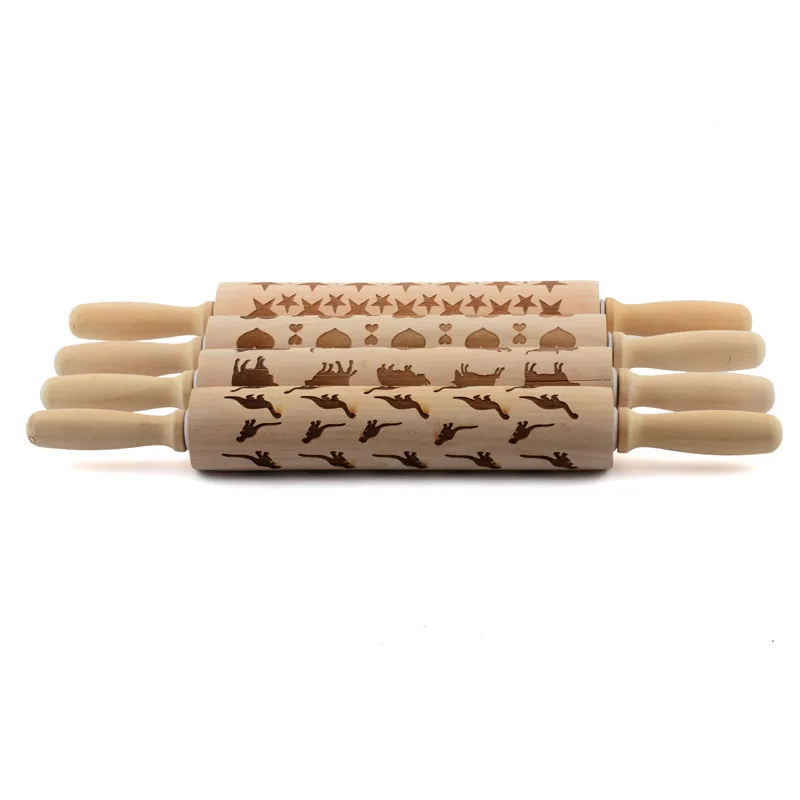 

Upspirit Wood Pattern Rolling Pin Fondant Cake Tool Dumpling Dough Cookie Biscuit Pizza Roller Kitchen Baking Pastry Supplies