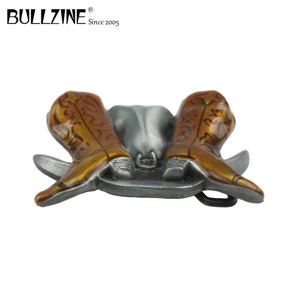 Ковбойская пряжка для ремня Bullzine с оловянной отделкой FP-02157, подходит для ремня шириной 4 см
