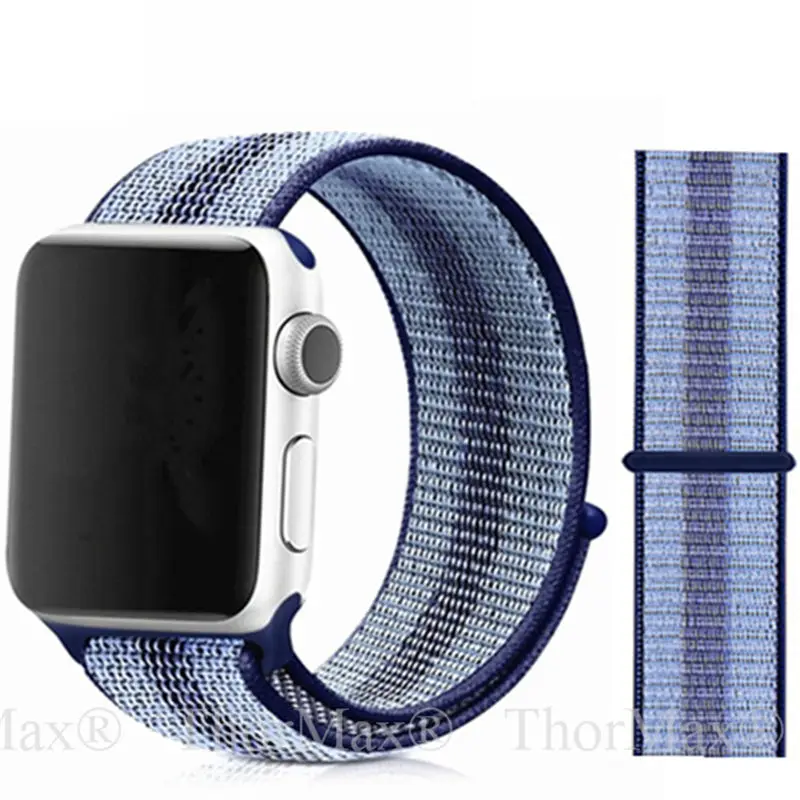 44 мм, 40 мм, 42 мм, 38 мм, цветной спортивный нейлоновый ремешок для часов Apple Watch, ремешок iWatch, серия 5, 4, 3, 2, сменные ремешки, ремешок для часов - Цвет ремешка: 21-Blue Stripe