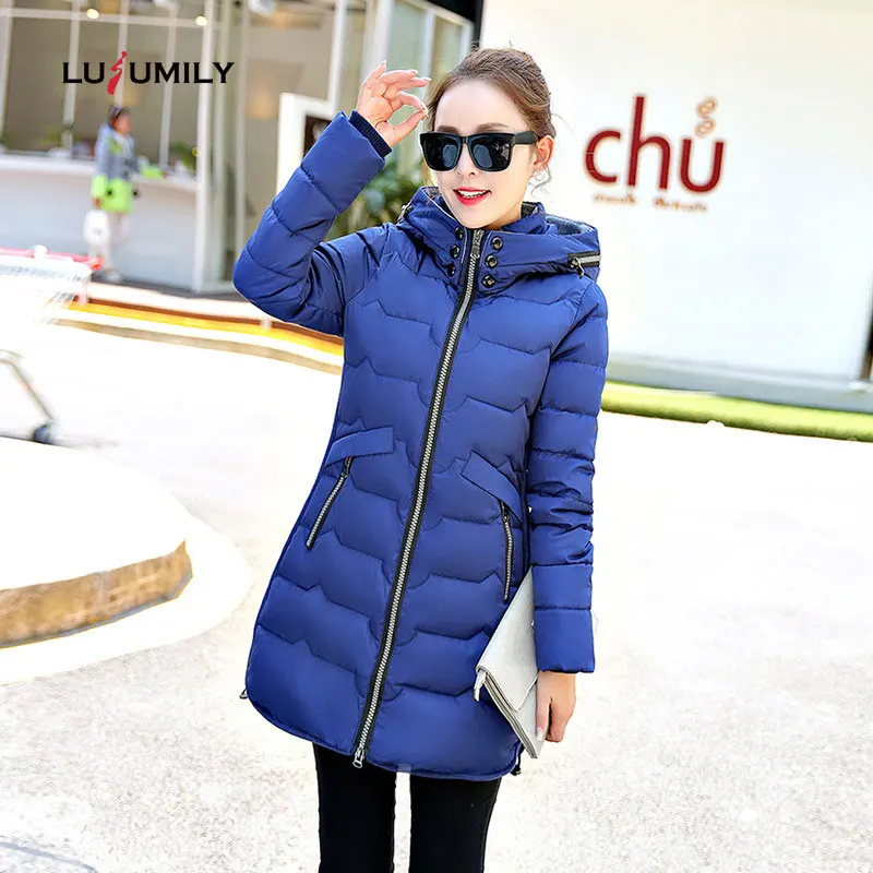 

Lusumily Winter Thick Parka Women Plus Size Hooded Warm Slim Coat Long Jacket Simple Outwear Ladies Cotton Coat Casual Parkas
