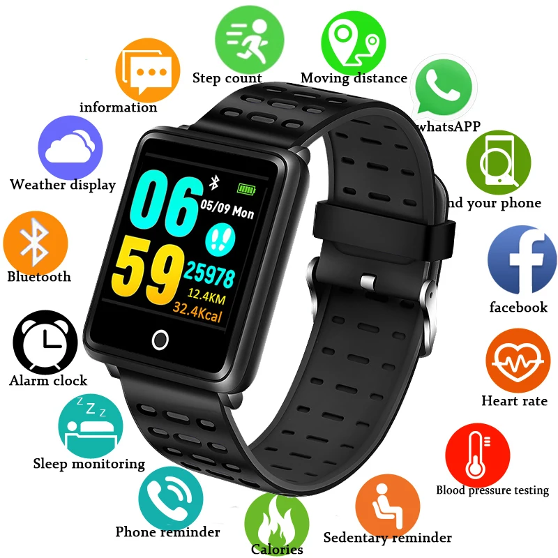 

LIGE New Smart band Fitness Tracker SmartWatch Blood Pressure Heart Rate Monitor Waterproof Sport Smart Bracelet For Android IOS