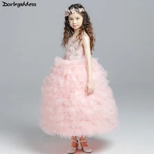Elegant Pink Flower Girl Dresses for Weddings Cloud Ball Gown Evening Party Dress for Girls Kids First Communion Dresses 2018 Elegant Pink Flower Girl Dresses for Weddings Cloud Ball Gown Evening Party Dress for Girls Kids First Communion Dresses 2018