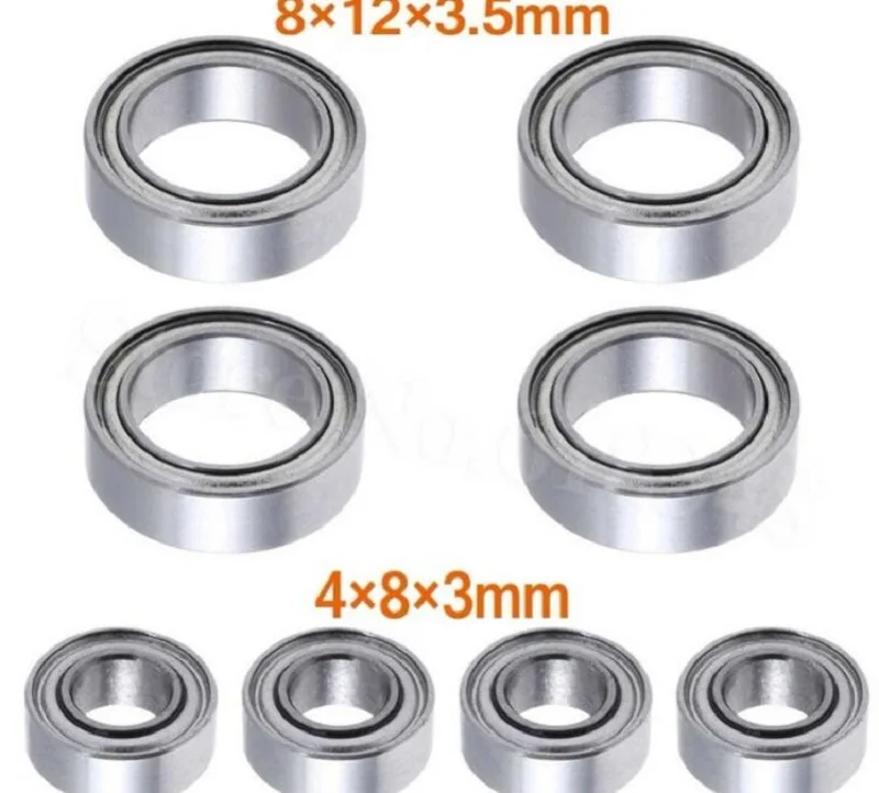 8 P-упорные шариковые подшипники 4x8x3 мм 8x12x3,5 мм для HSP масштаба р/у машинка Himoto E18 WLtoys 1/18 RC автомобиль запасные Запчасти A949 A959 A969 A979 A959-B A949-33 A949-36