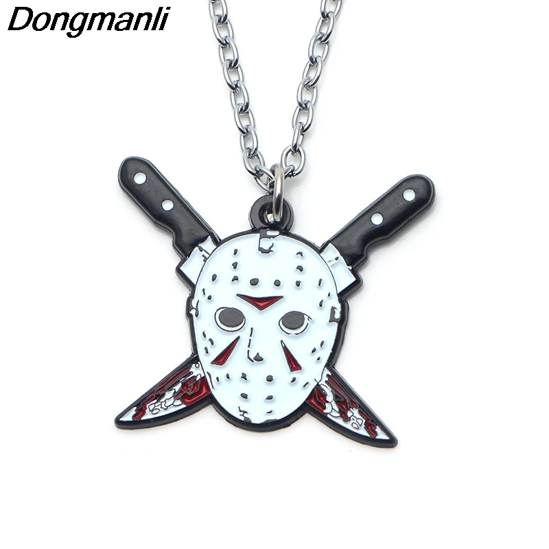 

P3719 Dongmanli Fashion Friday the 13th Pendants Necklaces Cute Enamel Metal Pendant Chokers Necklace For Movie Fans Gifts