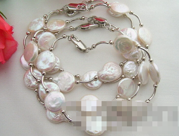 

free shipping 09429 Wholesale 5 Pieces White Coin Pearl Bracelet