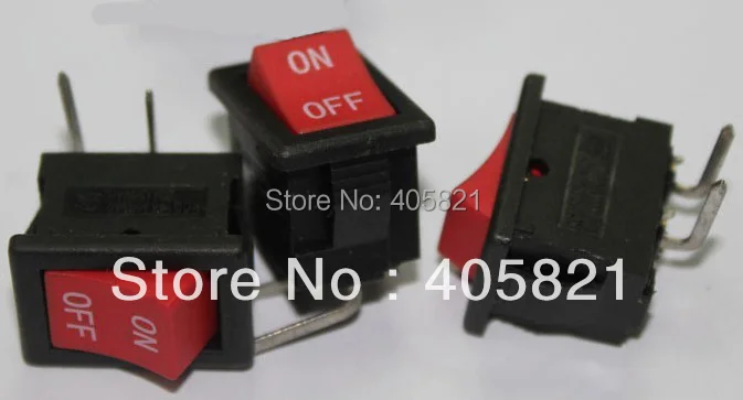 

Red PCB boards Rocker switch for Plug-in circuit 2curved pins ON-OFF