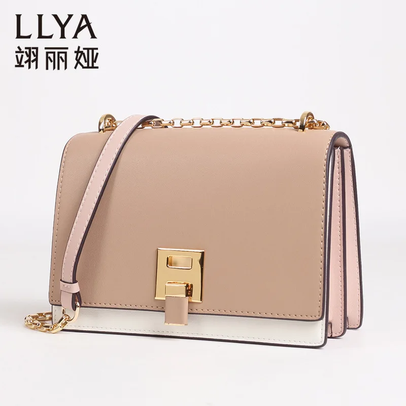 

luxury Designer Genuine Cowhide Lady bags Lock chain small square bag 2019 new style fashion Cowhide Shoulder Messenger Bag