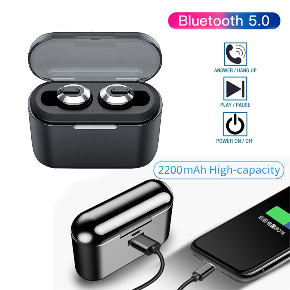 

Wireless Bluetooth Earphones Stereo 2200mAh Power Bank Sport Earphone IP5 Waterproof Headset TWS Bluetooth 5.0 Earphones