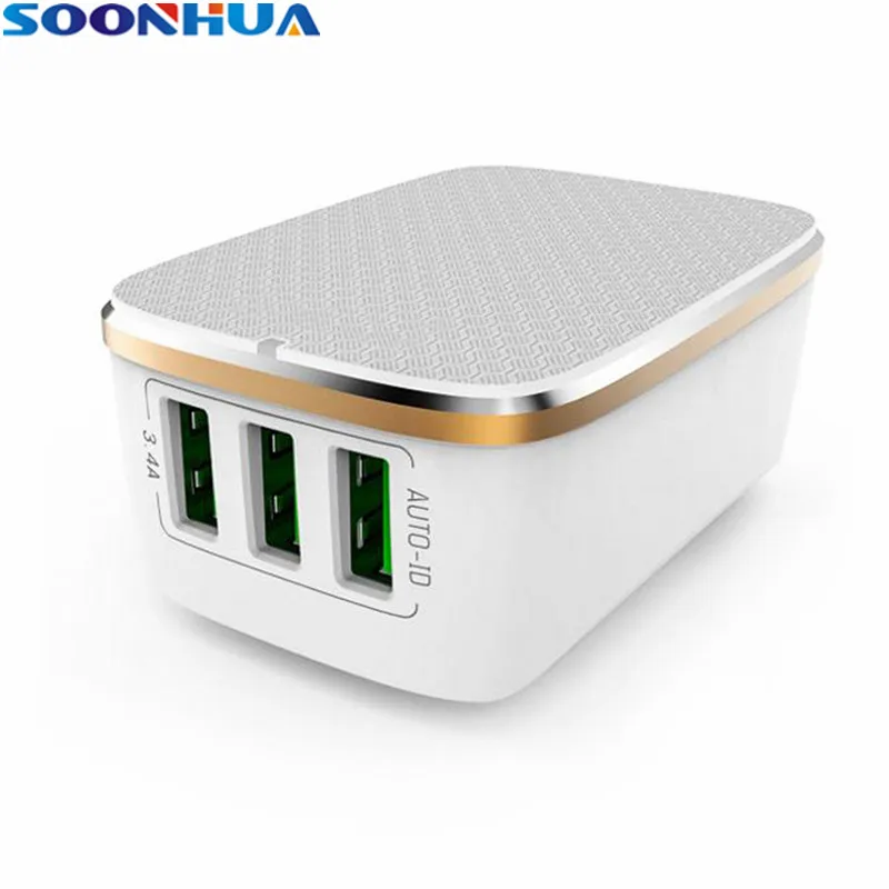 SOONHUA ABS несколько IC защиты Смарт зарядное устройство 5 В 3.4A 3 порта USB быстрая зарядка настенный адаптер для iPhone samsung Xiaomi huawei