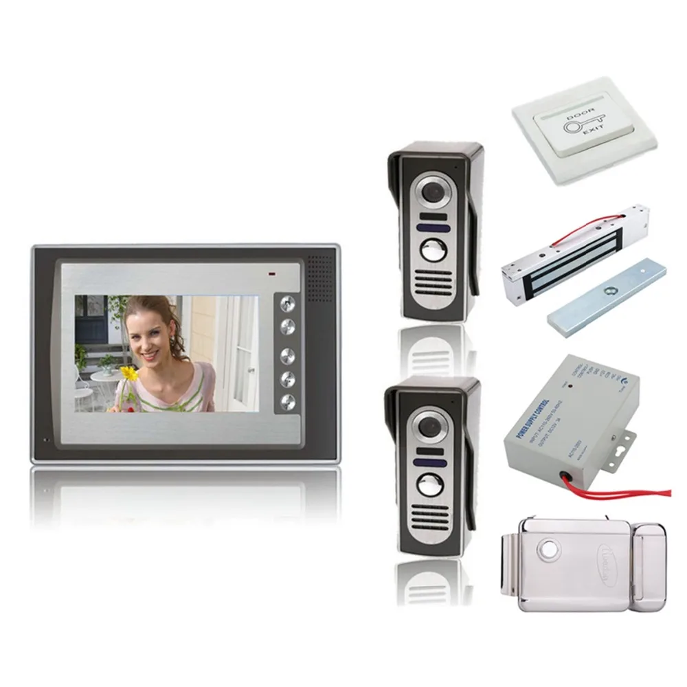 

7" color TFT LCD Video Door Phone Doorbell Intercom Kit 2-camera 1-monitor Night Vision with AC100V-240V