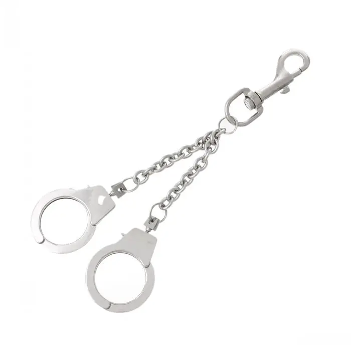 

new Key Chain Key Rings Lobster Clasp Curb Chain Handcuff Silver Tone Keychain 22cm x 3.5cm,1 PC