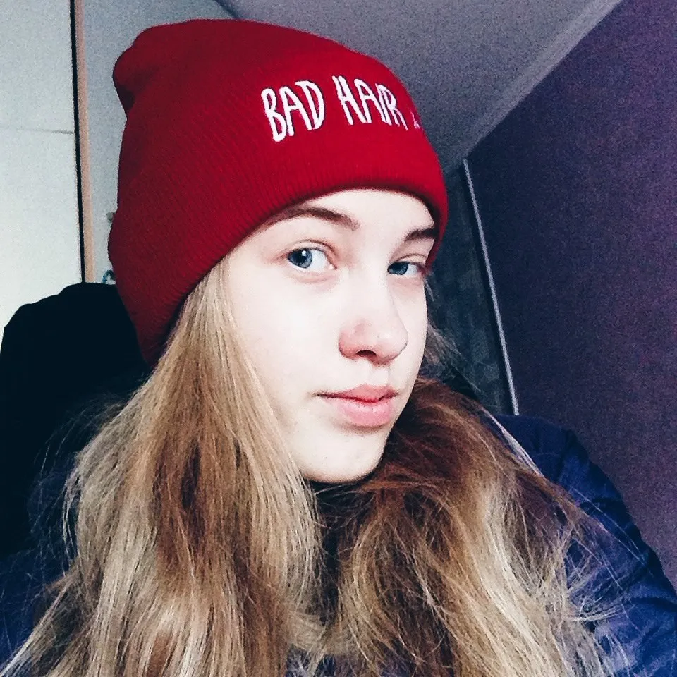 Шапочка Bad Hair Day Beanie шапка женский из смеси хлопка с буквенным принтом вязаная зимняя шапка хип-хоп шапки кепки s дешево