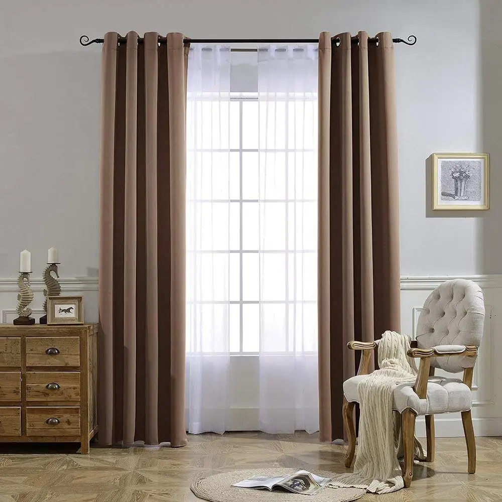 Solid Blackout Curtains for Living Room Bedroom Window Treatment Blinds Finished Drapes Modern Black Out Curtain