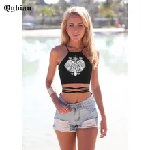 Модный тонкий эскиз Тотем слона печати Холтер шеи женский жилет топы на бретелях