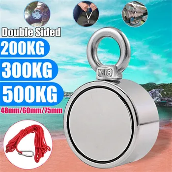 

200/300/500KG Double Side Neodymium Metal Magnet Detector Fishing Kit+10M Rope 26.422