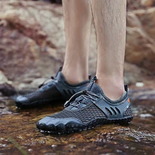 Дышащая акваобувь из сетчатого материала; мужская обувь на плоской подошве; уличная упругая спортивная обувь; мужские водонепроницаемые кроссовки; Легкие Нескользящие кроссовки