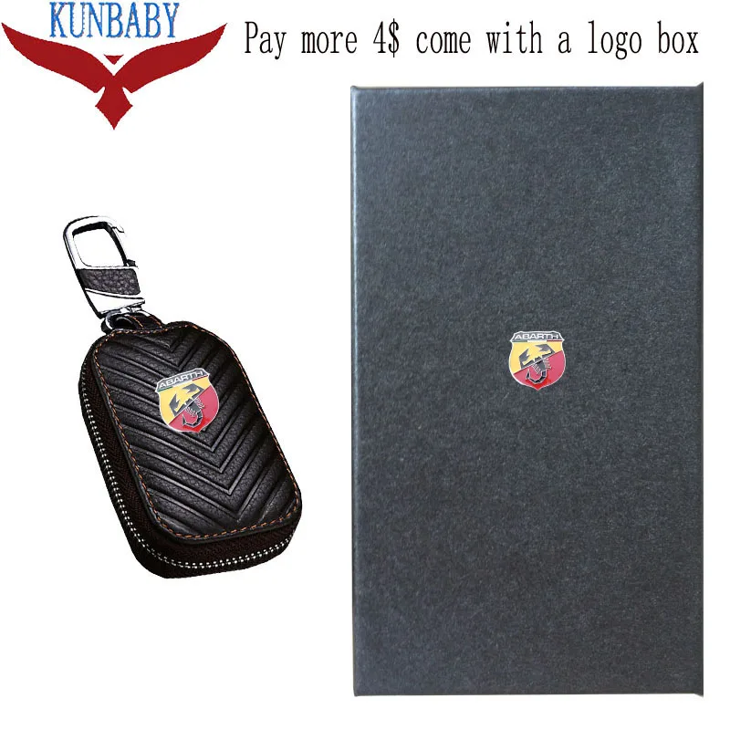 KUNBABY Новая модная сумка из натуральной кожи, чехол для ключей, кошельки, Модные Женские ключницы, держатели Carteira для ABARTH - Название цвета: Coffee with logo box