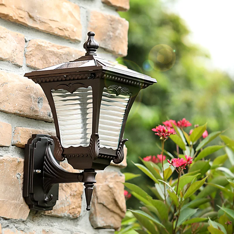 solar lights outdoor wall lamp dual color garden landscape lighting for
