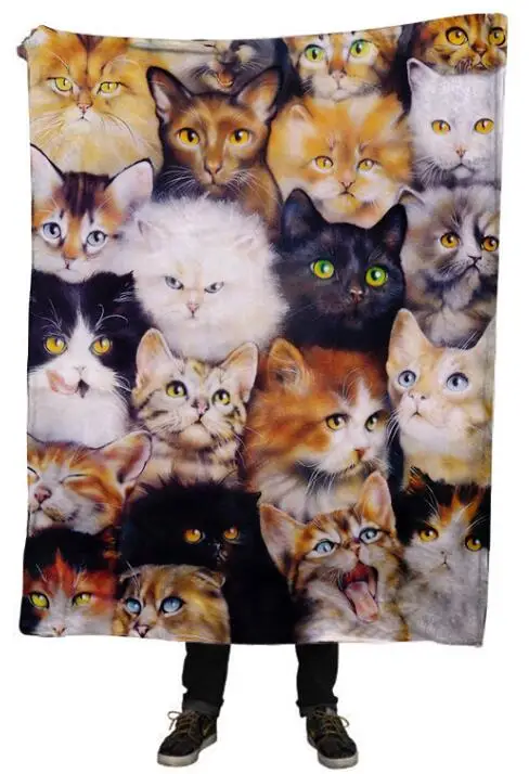 EHOMEBUY Новое 3D одеяло милые кошки красочные 3D принт ребенок взрослый удобные фланелевые модные домашние кондиционеры для сна - Цвет: As shown