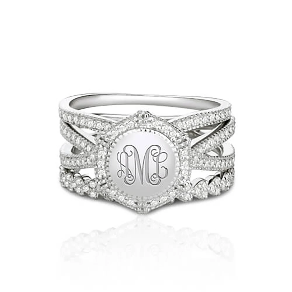 

Sweey Dropshipping Custom Engraved Stackable Monogram Ring Customized Letters Ring Valentine Birthday Gift Engagement Ring