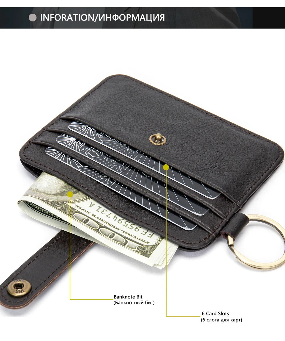 4 men's card holder wallet leather genuine business bank card holder for men mini credit card pocket protection cardholder