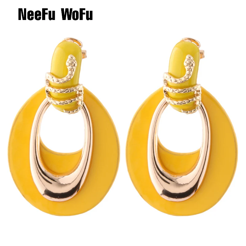 

NeeFu WoFu Snake Earring flash Leather Alloy Gold Large Drop Big Earrings for Woman Brinco Ear Oorbellen Christmas Gift