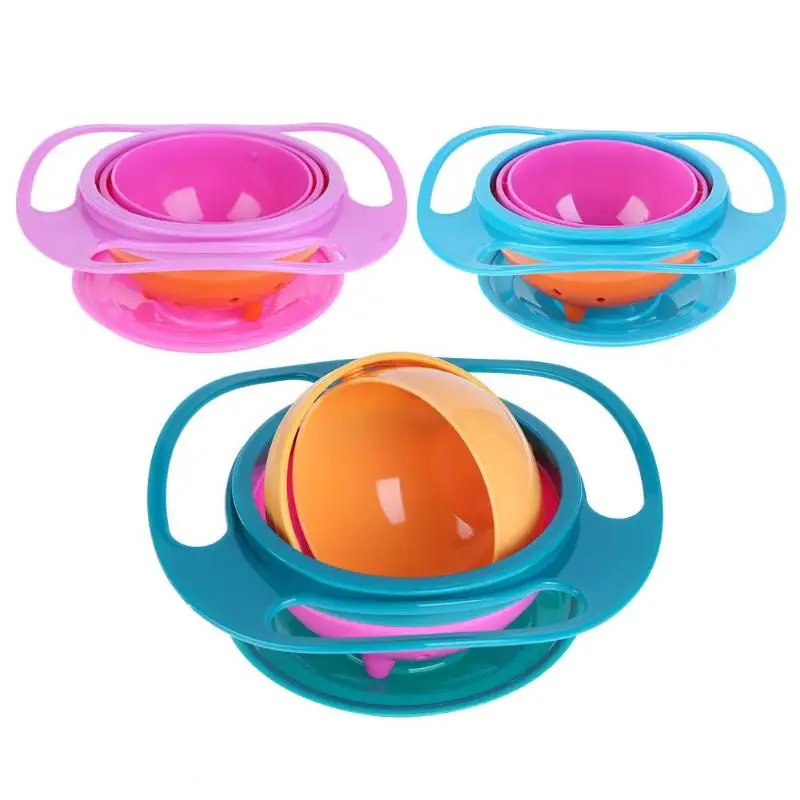 

360 Rotary Gyro Umbrella Bowl Baby Feeding Learning Dishes Bowl Spill-Proof Children Balance Bowl Dinnerware Tableware For Kids