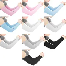 Уличная Защита от УФ ледяного шелка охлаждающий руку рукава сладкие конфеты Цвет солнцезащитный защитный спортивный Баскетбол без пальцев Длинный чехол