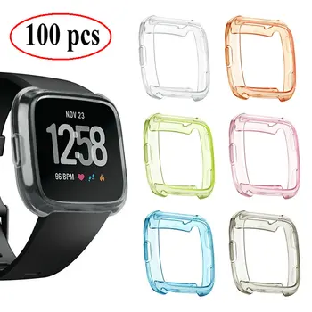 

100pc Protector Protective shell case cover silicone soft plastic frame Dust-proof Anti-scratch for fitbit versa lite smartwatch