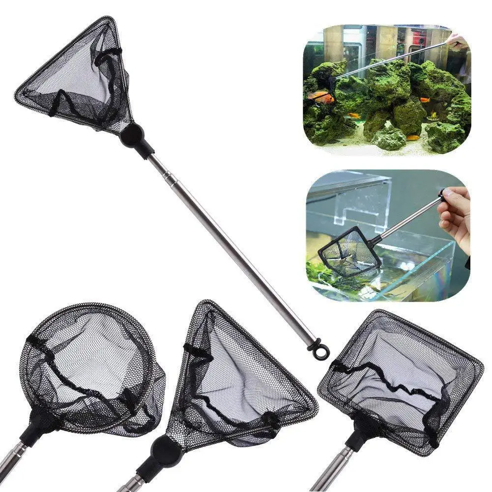 Portable Aquarium Fish Tank Fishing Net with Stainless Steel Telescopic