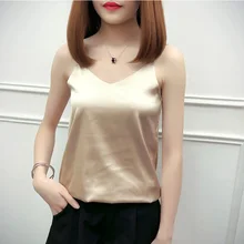 Stinlicher Шелковый топ на бретелях серый цвет шампанского Зеленый Черный Белый Топ женский сексуальный тонкий v-образный вырез без рукавов майка