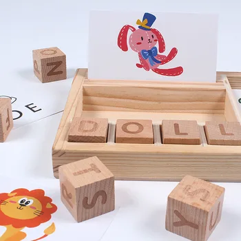 

Spelling English Word Game Letters Cardboard Montessori teaching aids spell word building blocks Baby Wooden Toy for kids gift