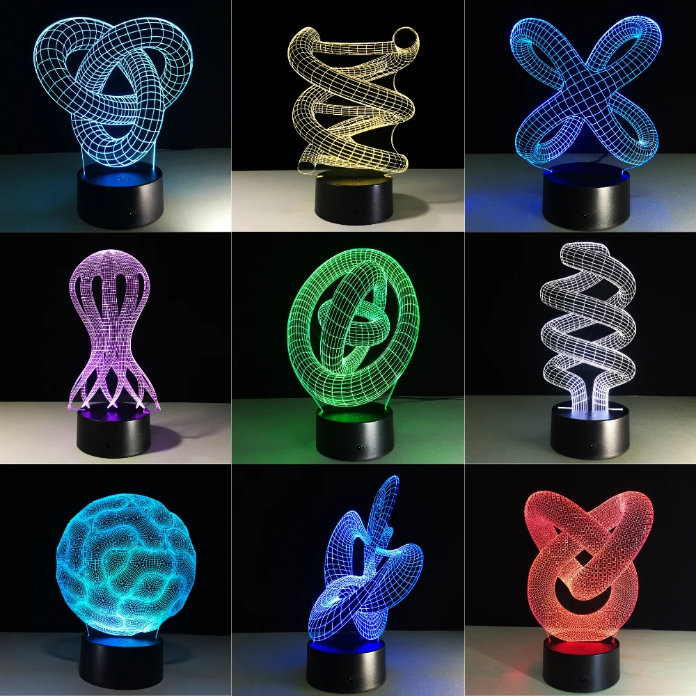 Abstract Circle Love Knot Bulbing 3D LED Light Hologram Illusion 7