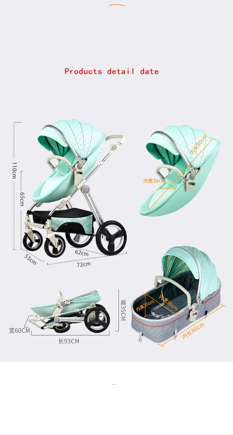 Baby Stroller High Landscape Carriage 2018 New 2 in 1 Pram Similar to Aulon