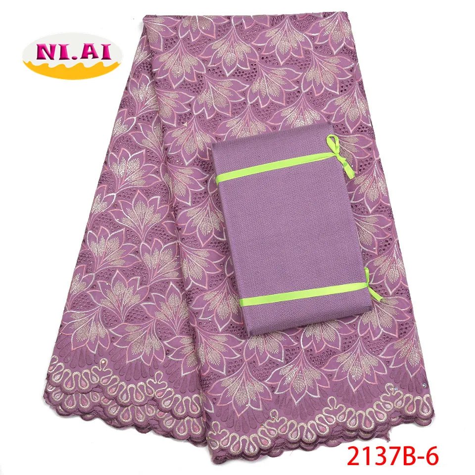Luxury Cotton Lace Fabric, Purple Lace Materials African Materials