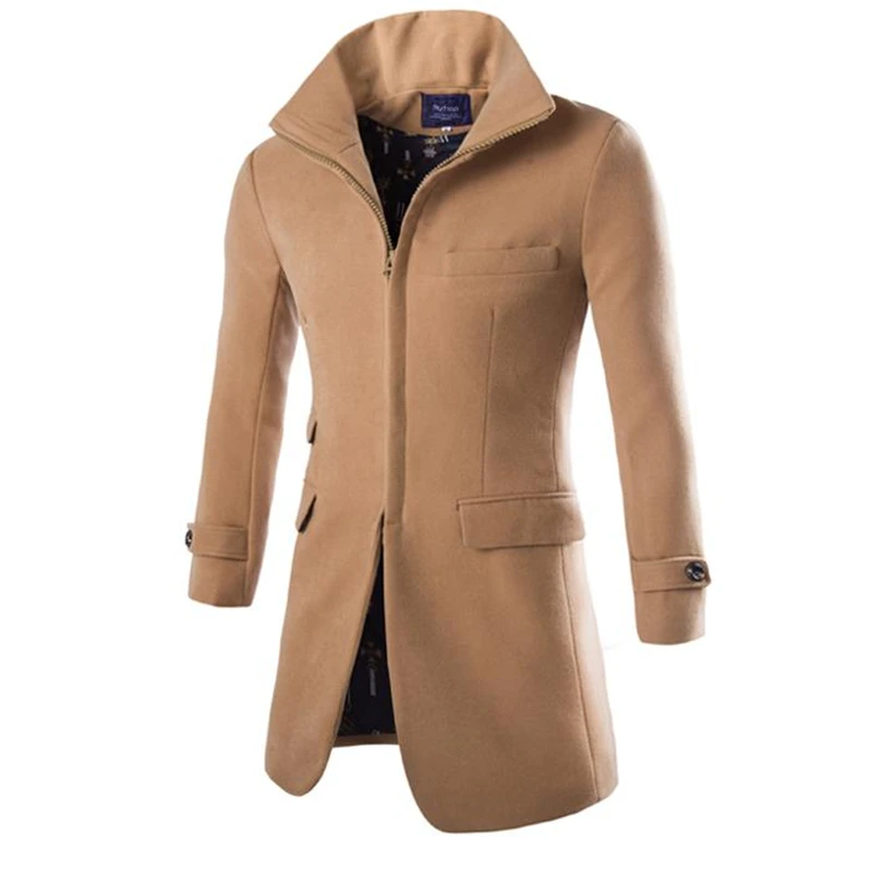 Men Long Peacoat Pea A Winter Jacket Mens Coat Male Camel