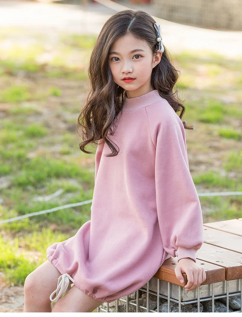 fleece dresses for baby big girls solid cotton winter dress baby girl clothes kids thick casual dress clothing children costums (16)