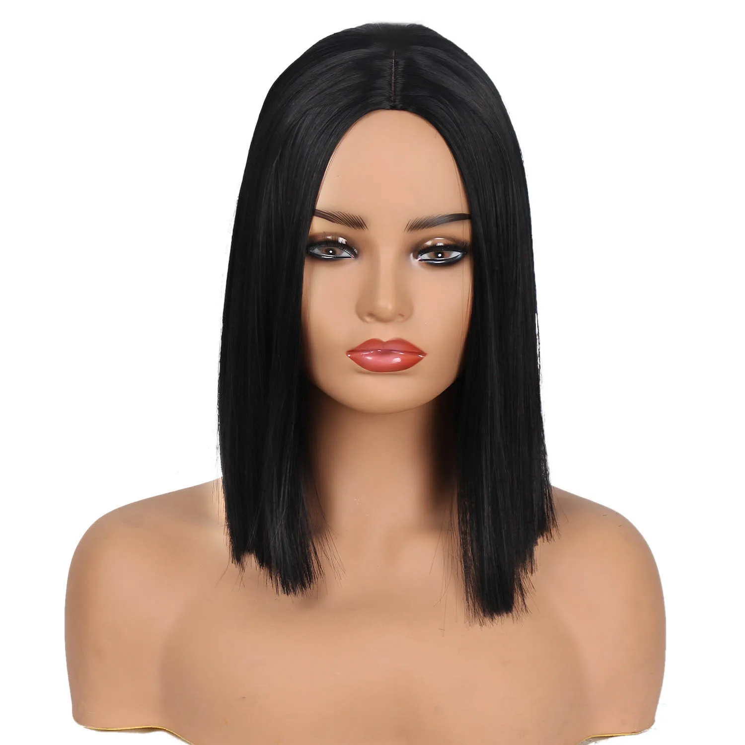 Синтетические парики короткие черные парики каре волос для Для женщин волос Стиль низкотемпературное волокно прямого кроя волос парики для Для женщин - Цвет: Естественный цвет