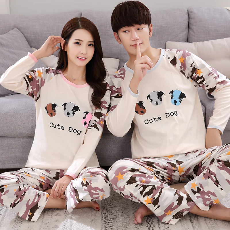 

Brand Cotton Couple Camoflage Pajamas Cartoon Sleepwear Women's Pajama Sets Pijamas Mujer Lover Pyjamas Homewear M-3XL Clothing