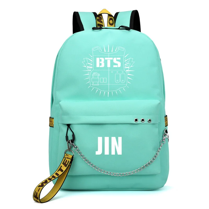 Harajuku moda BTS Mochila bolsa de viaje encantadora para adolescentes niñas cinta Mochila escolar cadena femenina Mochila Harajuku moda BTS Mochila bolsa de viaje encantadora para adolescentes niñas cinta Mochila escolar cadena femenina Mochila