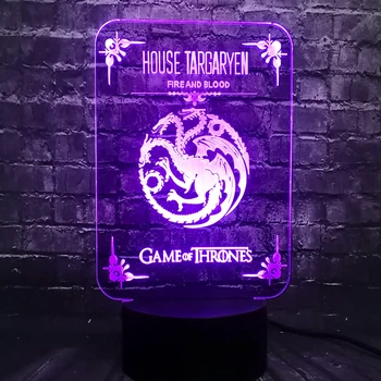 

New Game of Thrones House Targaryen Fire and Blood Logo LED Novel Decor Table Mood Night Light Holiday Supply Lava Friends toy