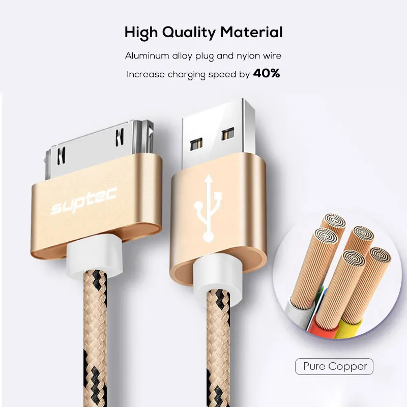 SUPTEC 30 Pin USB кабель для iPhone 4S 4 3GS iPad 1 2 3 iPod Nano itouch 2 м 3 м кабель для быстрой зарядки и синхронизации данных шнур-адаптер