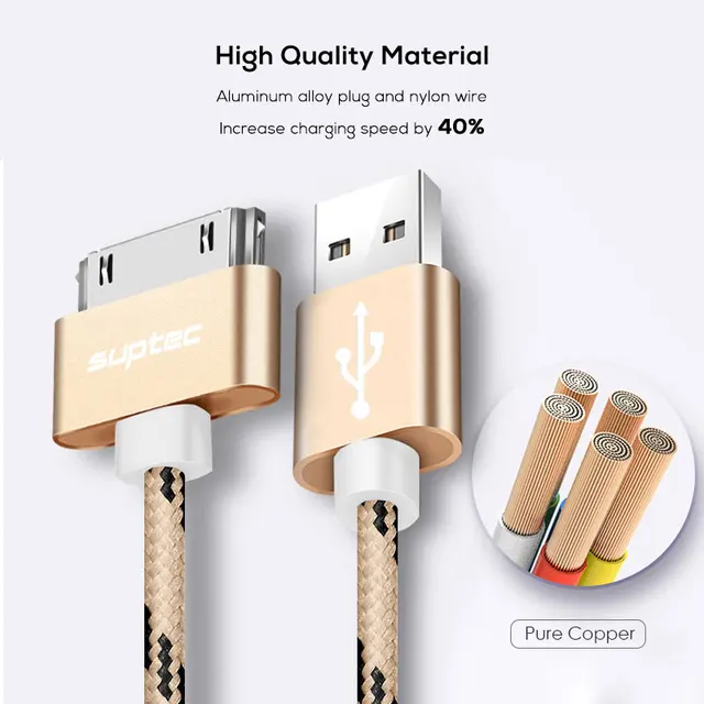 كابل USB للشحن السريع من SUPTEC ، سلك محول مزامنة البيانات ، شاحن لهاتف iPhone 4S ، 4 ، 3GS ، iPad 1 ، 2 ، 3 ، iPod ، Nano itouch ، 30 دبوس